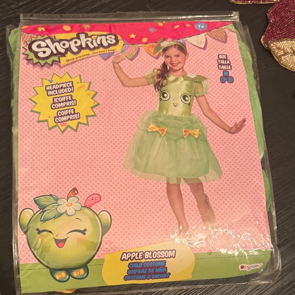 New Shopkins Apple Blossom Costume - Green and Yellow medium 7-8 kids